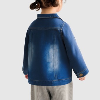 Girls' washed denim jacket with ripped details