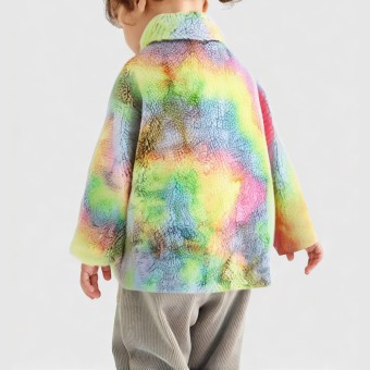 Rainbow embroidered fleece warm jacket for girls
