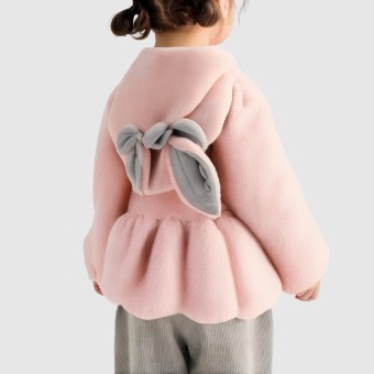 Long-sleeved hooded jacket with rabbit ears