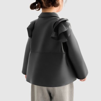 Girls' Western-style PU motorcycle jacket