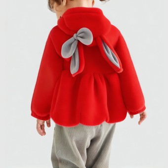 Red rabbit and bowknot winter cotton coat