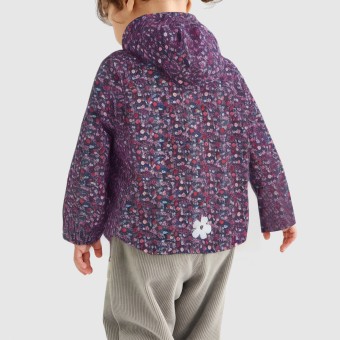 Floral print hooded waterproof wool jacket