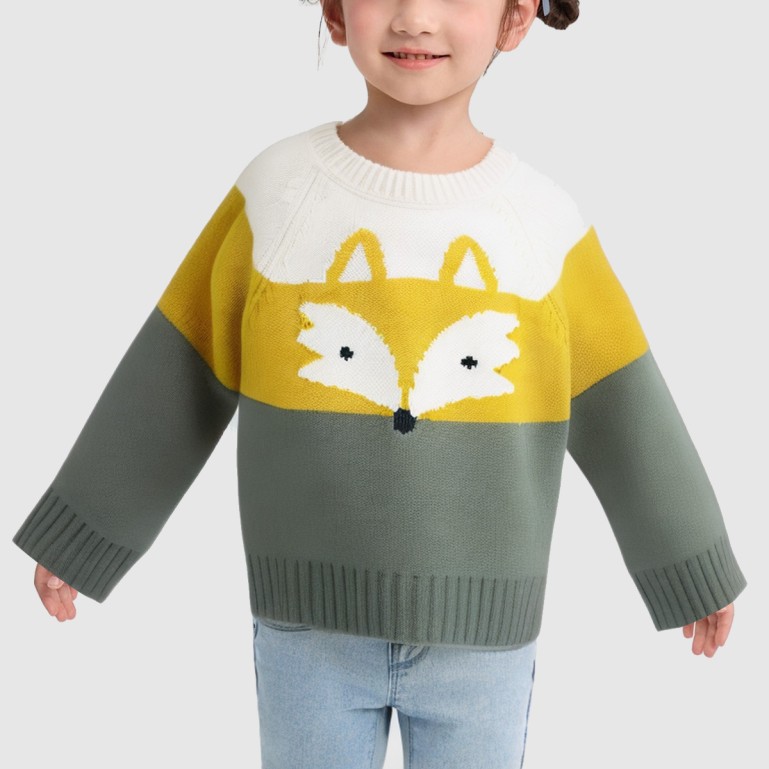 Baby knitted cardigan with fox pattern