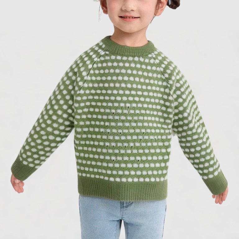 Baby's crew neck pullover knitted sweater