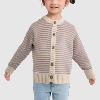 Girls' cotton striped knit cardigan