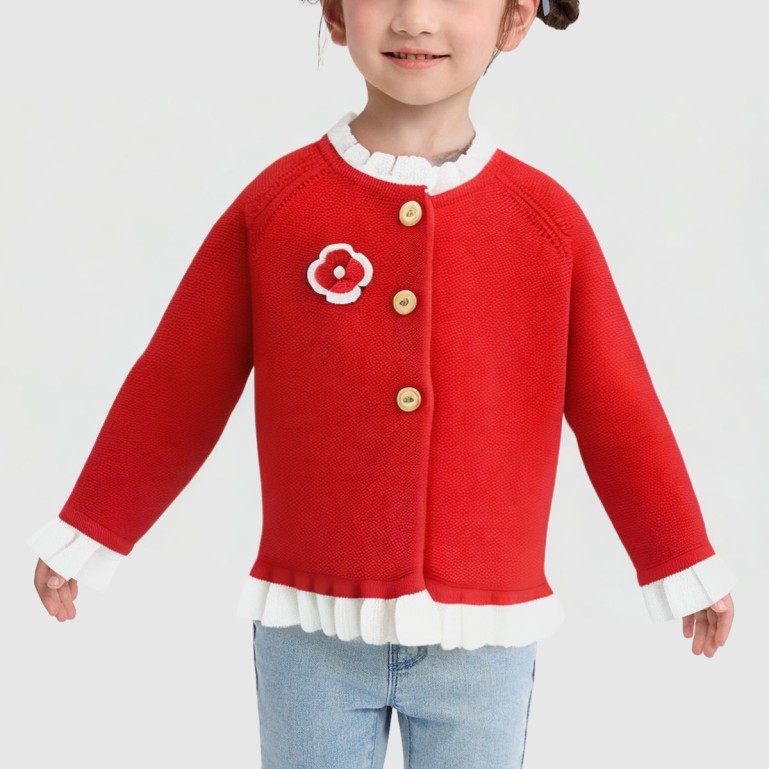 Princess-style lace knit wool cardigan children's sweater