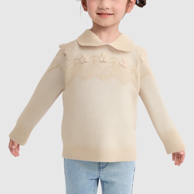 Jacquard knit cotton pullover sweater