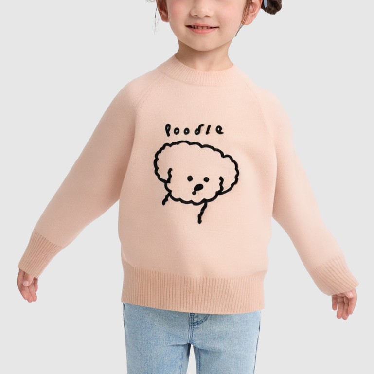 Silent dog pattern crew neck knitted sweater