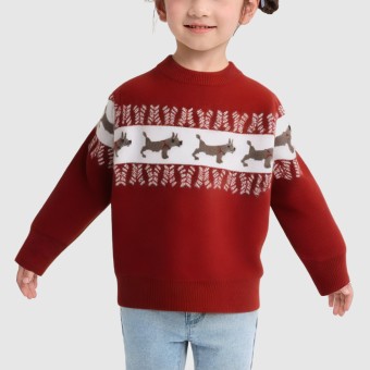 White striped leaf pattern decorative knitted sweater