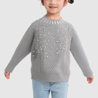 Elegant beaded embellished knitted sweater