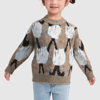 Cartoon pattern warm knitted pullover sweater