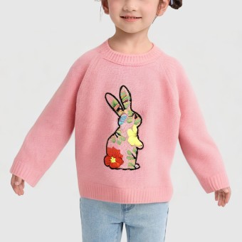 Embroidered rabbit baby's autumn and winter knitted sweater