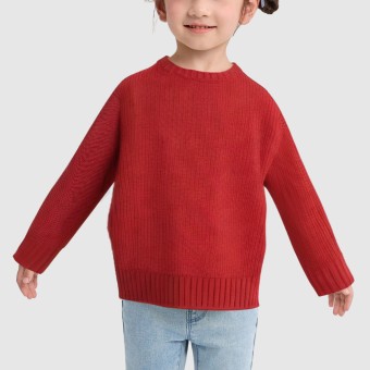 Pure red knitted sweater for girls