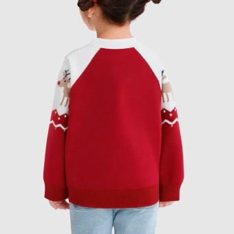 Girls' winter Christmas round-neck knitted sweater