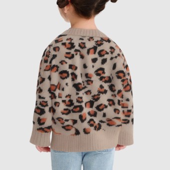 Children's leopard print long-sleeved cardigan