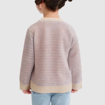 Girls' cotton striped knit cardigan