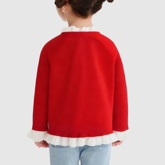 Princess-style lace knit wool cardigan children's sweater