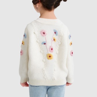 Girls' embroidered knitted pullover sweater for spring