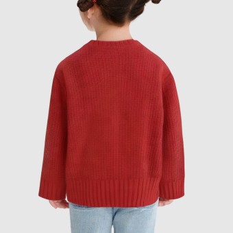 Pure red knitted sweater for girls