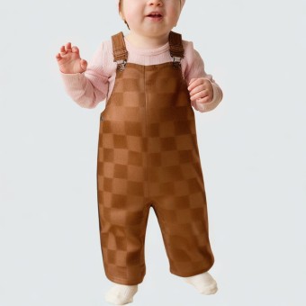 Children's high-waisted plaid casual cargo pants