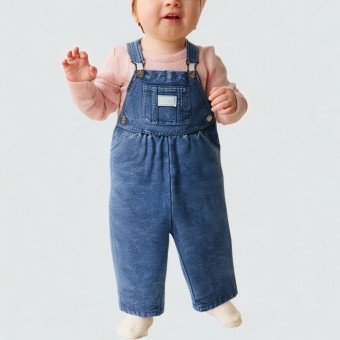 Retro blue children's denim jumpsuit