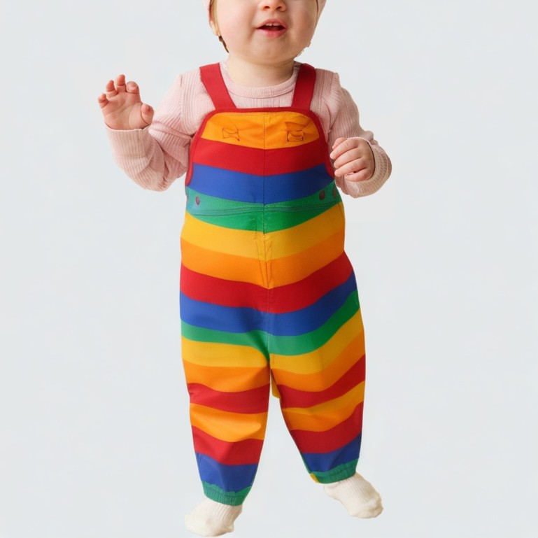 Children's waterproof striped overalls rain pants