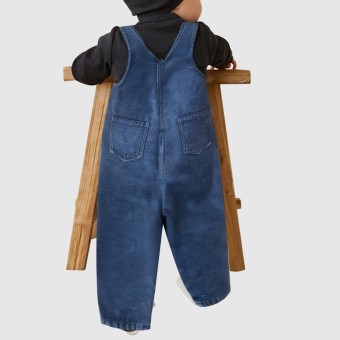 Retro blue children's denim jumpsuit